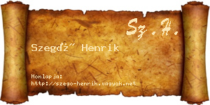 Szegő Henrik névjegykártya